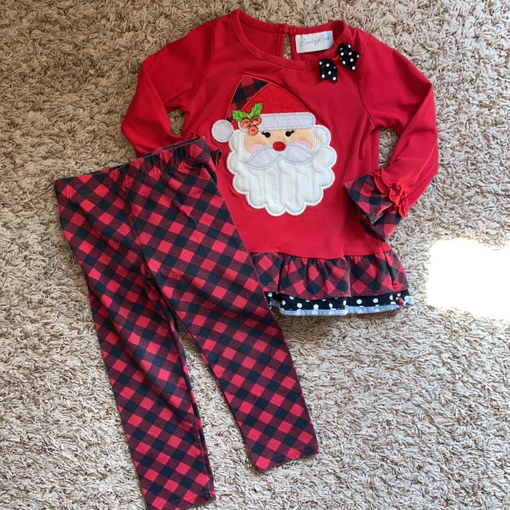 Emily Rose Red Santa Kids Matching Set